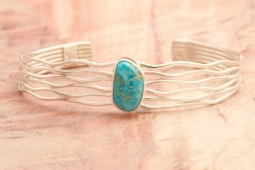 Genuine Sonoran Turquoise Sterling Silver Branch Bracelet